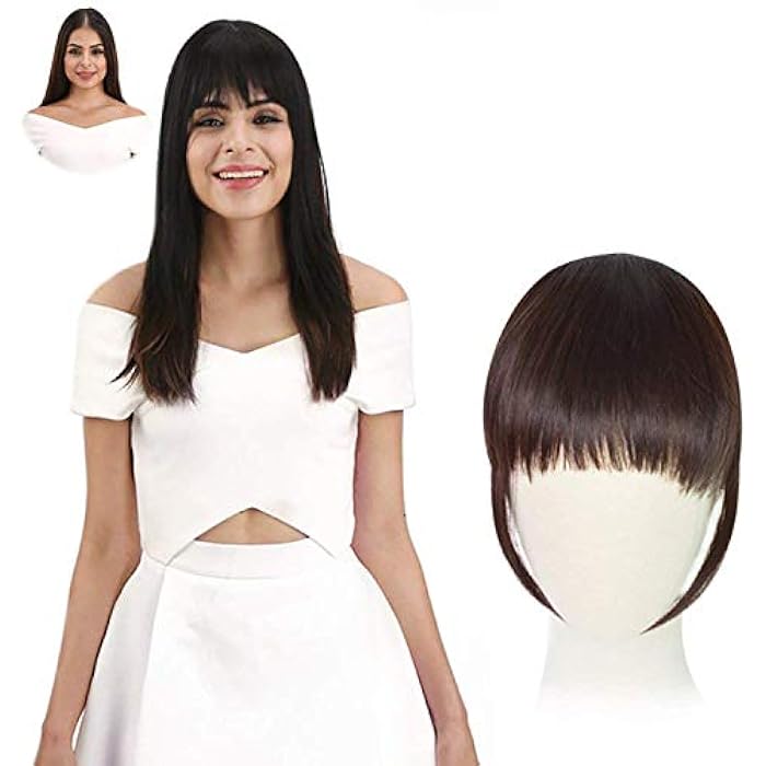 DILLARDS Foreign Holics Front Bang Hair Fringe 2 Clips Hair Fringes Extension For Women Feel Real Hairs (Black) - Image 2